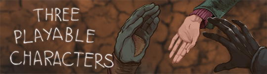 Three playable characters with different storylines